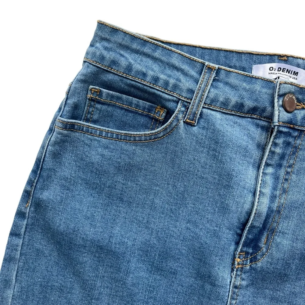 O2 Denim Womens Small Medium Wash Ain't No Other High Waisted Denim Skirt SK9002